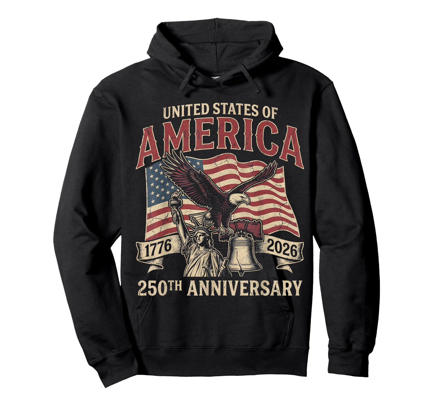 Vintage 250 Years 1776-2026 250th Birthday 4th July American T-Shirt