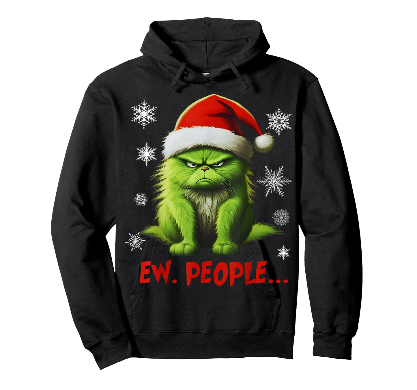 Funny Christmas Cat Ew People Meowy Cat Lovers Santa Hat Y2K T-Shirt