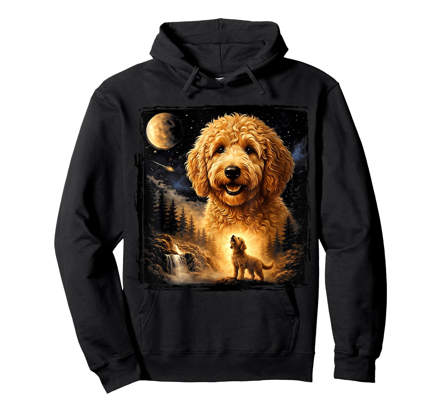 Vintage 90s Goldendoodle Howling at The Moon Goldendoodle T-Shirt