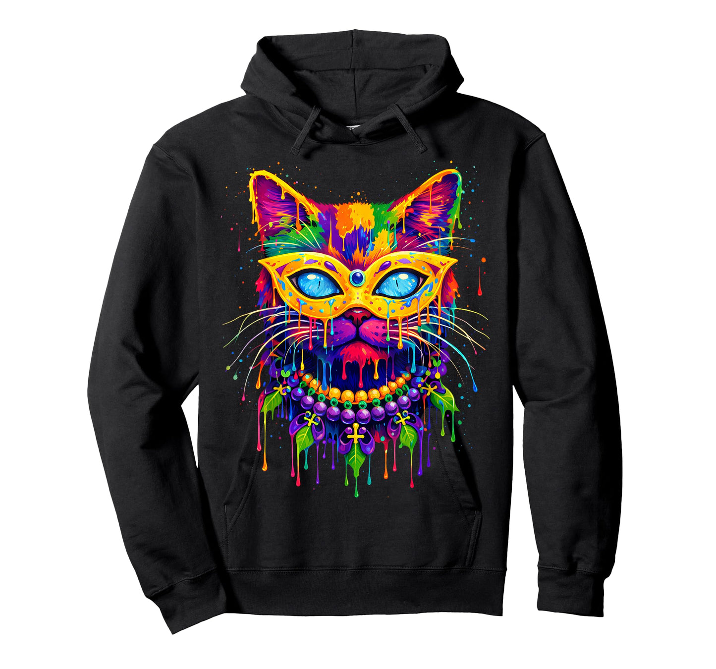 Cat Drip Mardi Gras Carnival Jester Beads Meow Kitty Pet T-Shirt