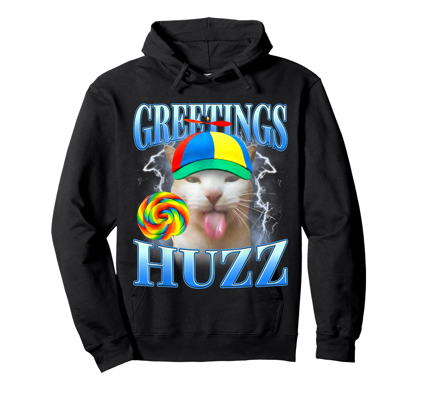 Lollipop Silly Cat Meme Greetings Huzz Funny Gen Z Humor T-Shirt