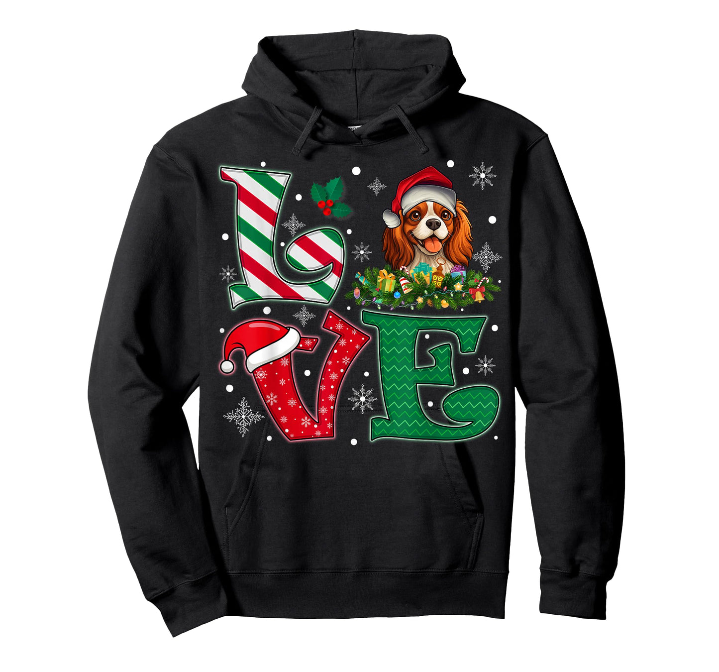 Santa Hat Love Cavalier King Charles Spaniel Dog Xmas Girls T-Shirt