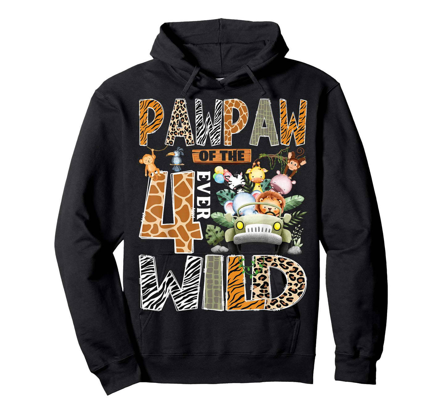 Pawpaw of The Four Ever Wild Safari Jungle 4th Birthday Boy T-Shirt