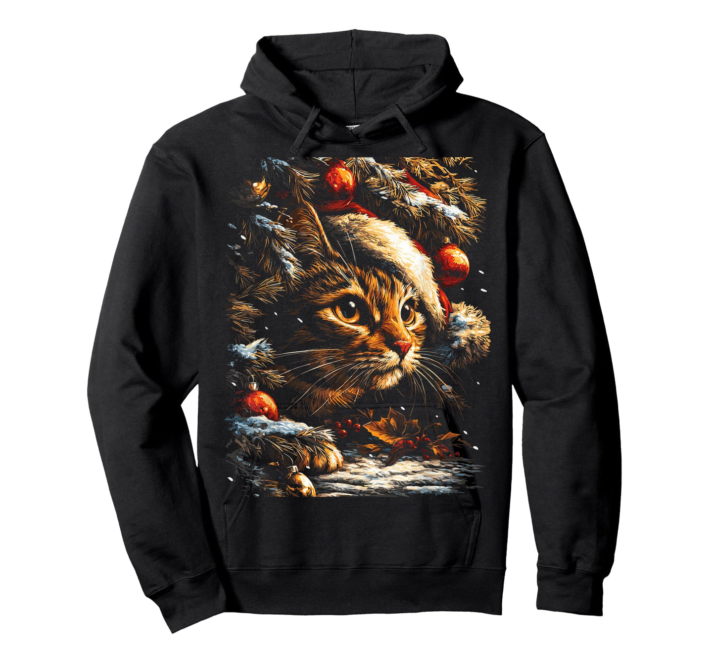 Christmas Tabby Cat with Santa Hat Festive Winter Kitten T-Shirt