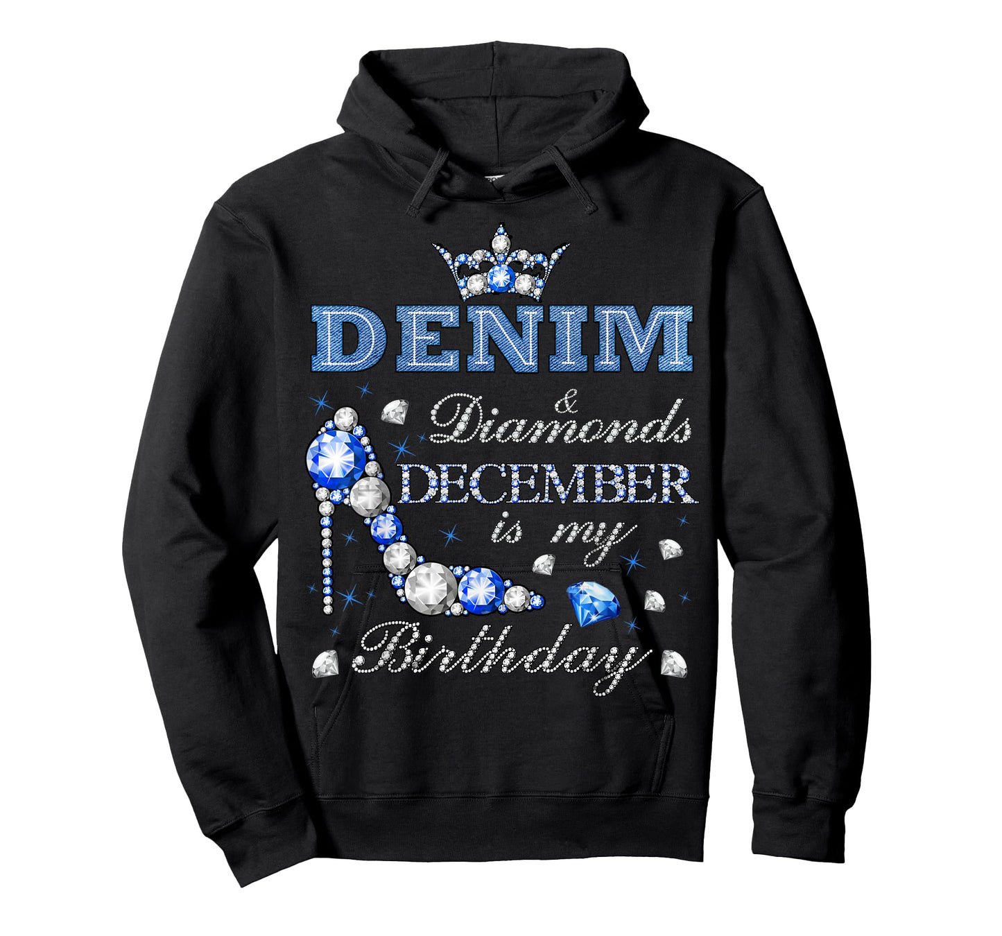 Fabulous Denim & Diamonds December Birthday Queen High Heels T-Shirt