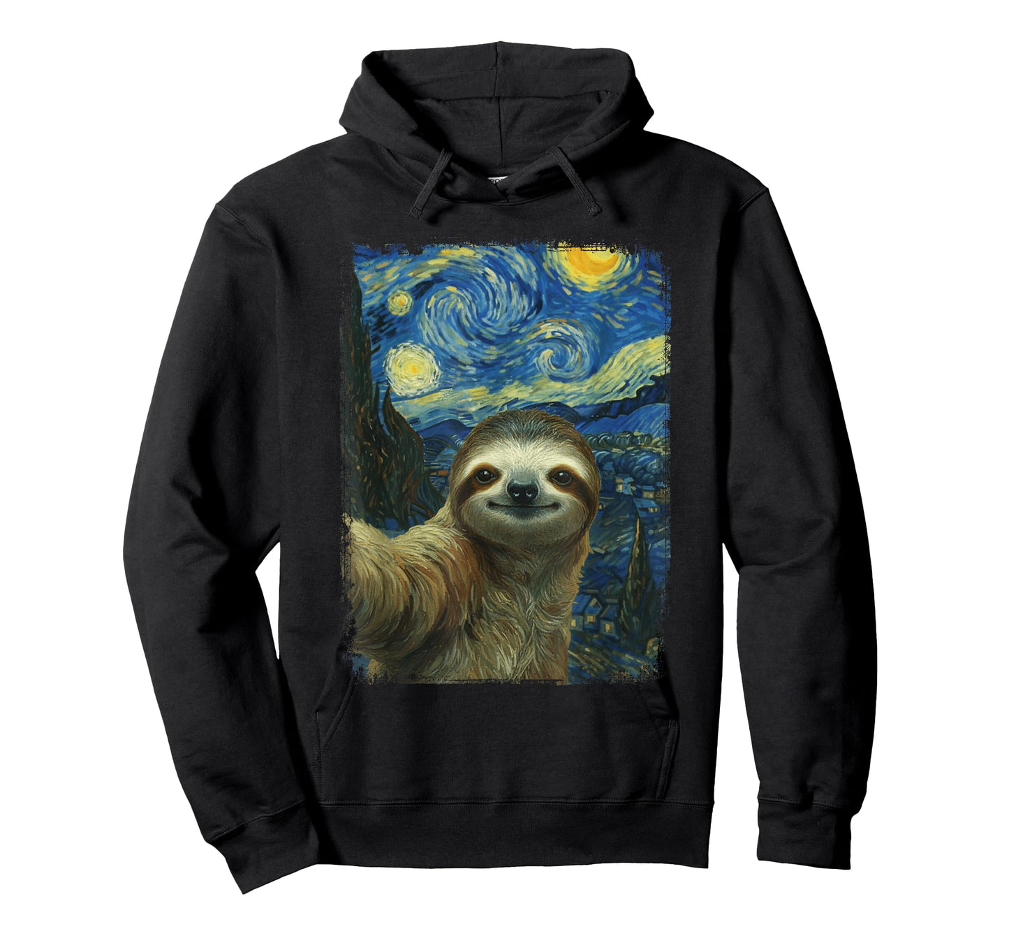 Sloth Selfie Van Gogh Starry Night Funny T-Shirt