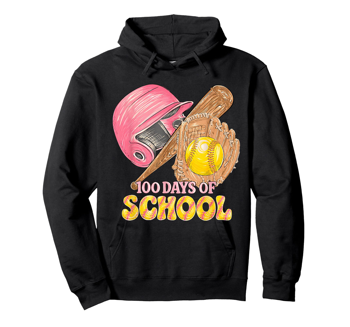 100 Days of School Softball Kid 100th Day of School Softball T-Shirt