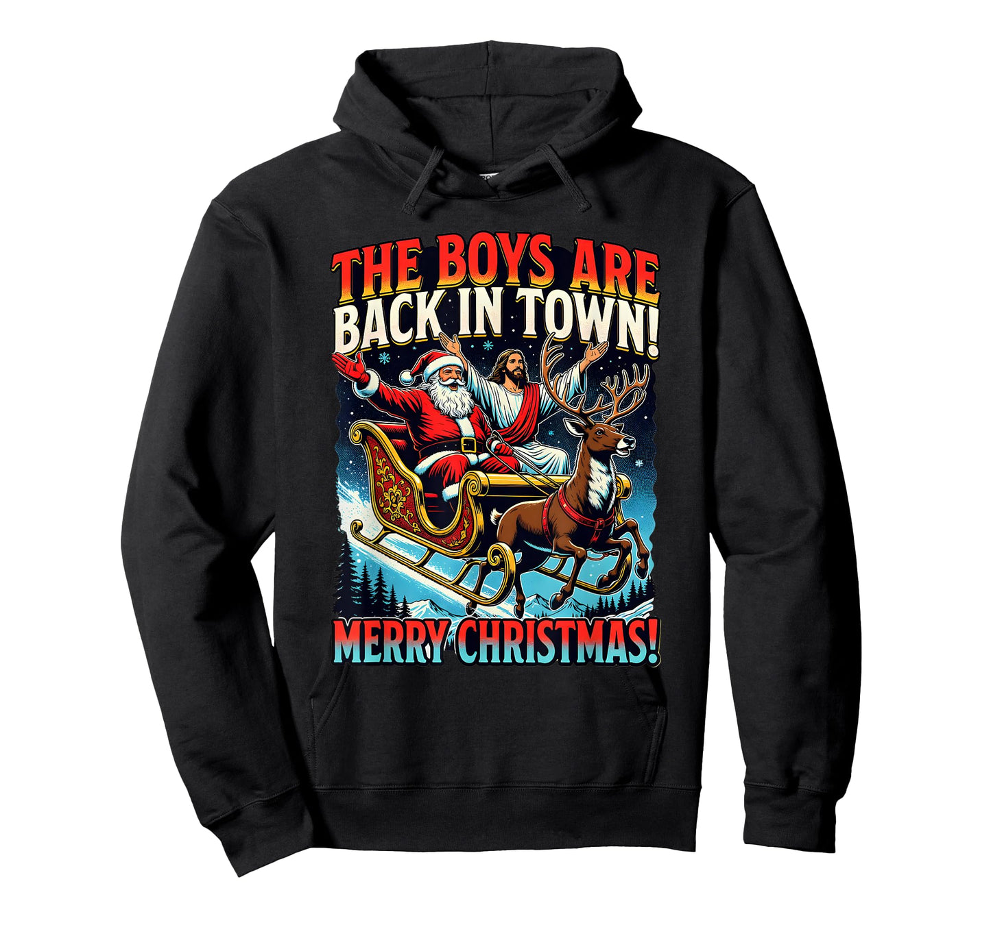 Funny Jesus Santa The Boys are Back in Town Merry Christmas T-Shirt