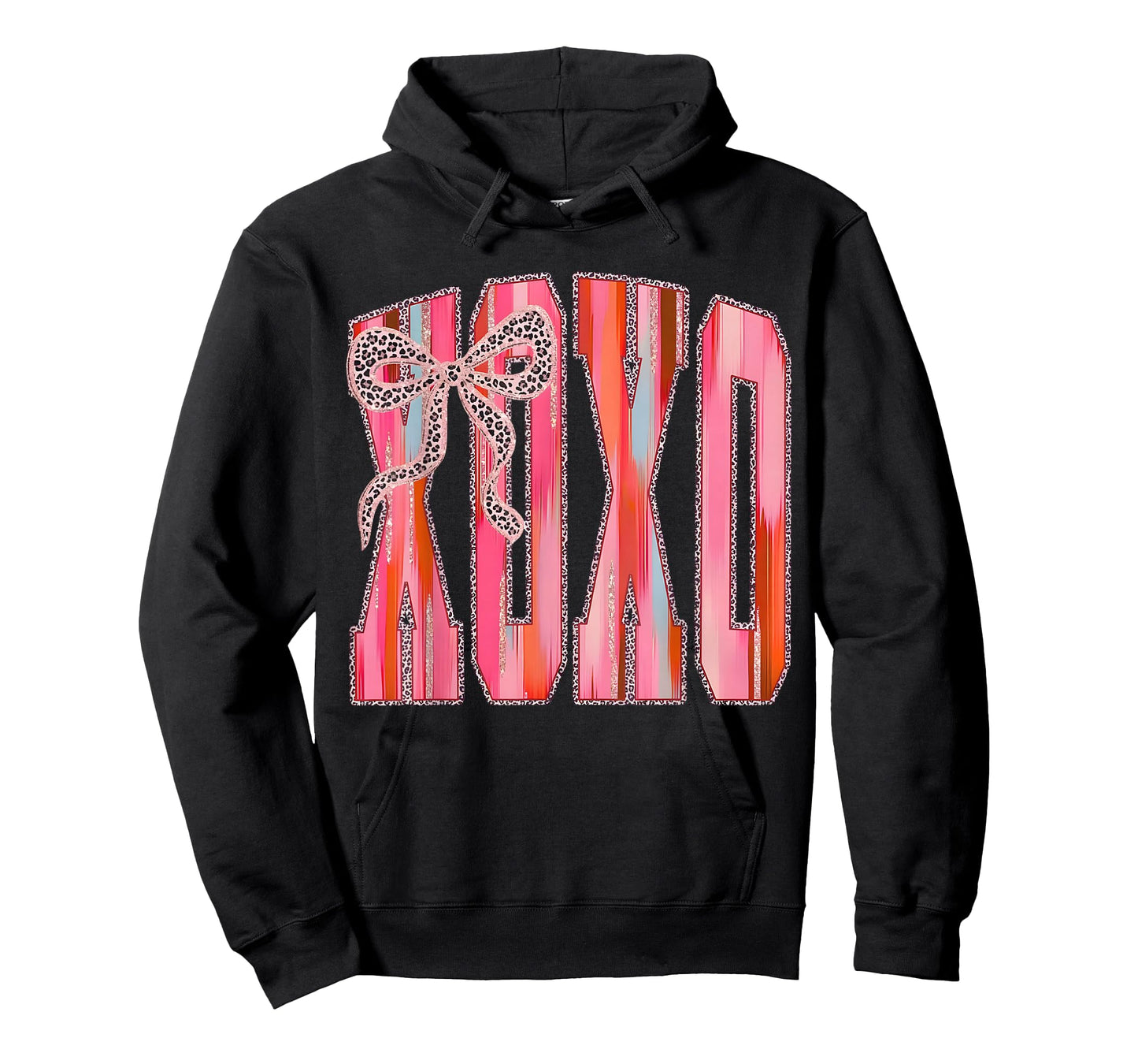 XOXO Leopard Bow Funny Valentine's Day Coquette Pink T-Shirt