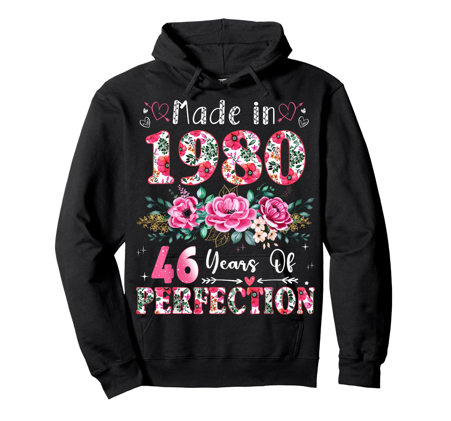 46 Year Old Made in 1980 Floral 46th Birthday Women T-Shirt