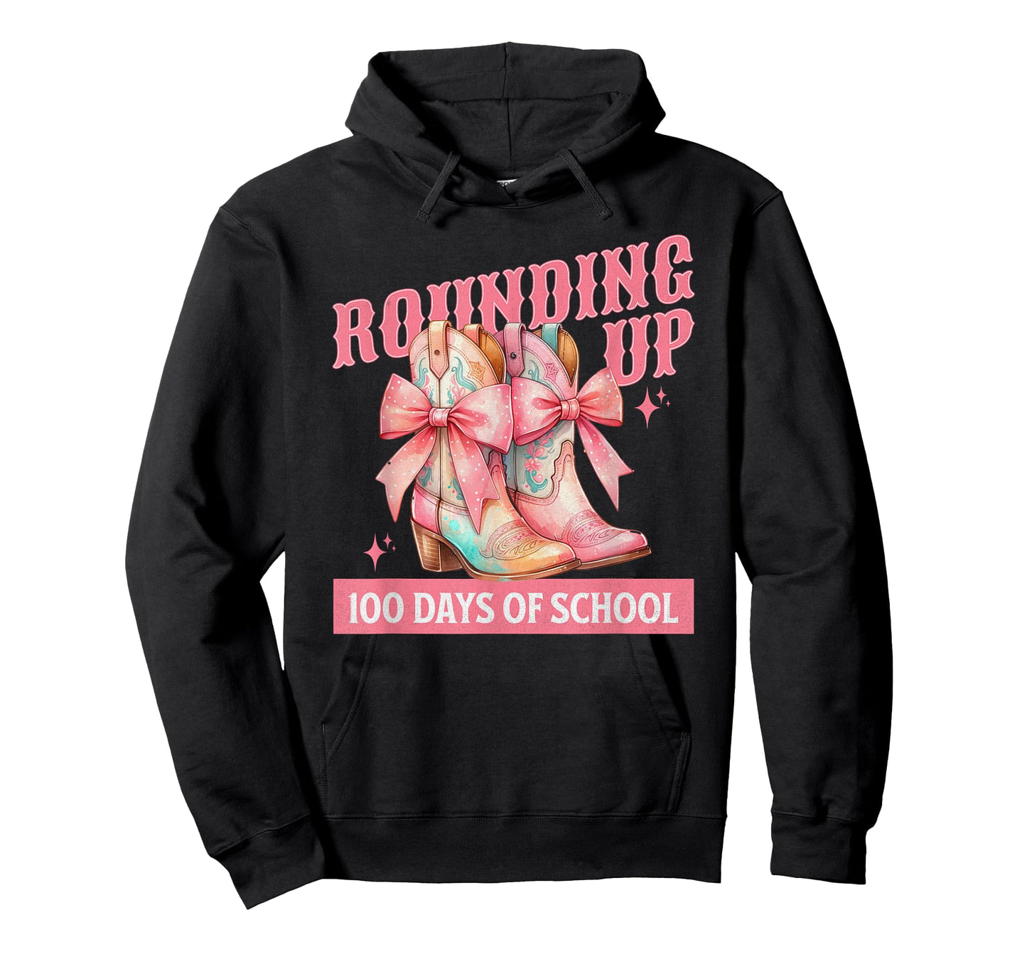Rounding Up 100 Days of School Coquette Bow Western Cowgirl T-Shirt