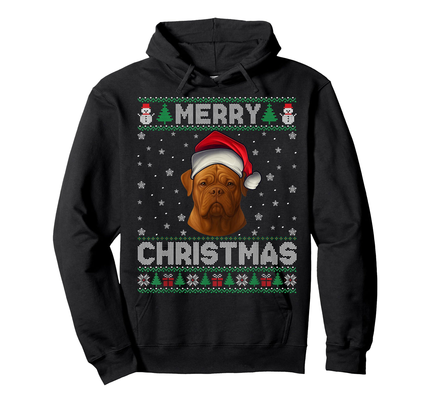 Merry Christmas 2025 Dogue De Bordeaux Santa Hat Ugly Xmas T-Shirt