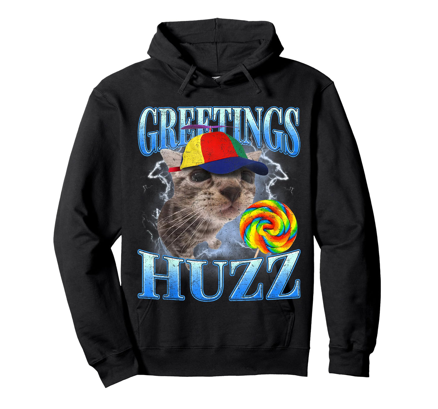 Greetings Huzz Retro Lollipop Cat Meme Funny Gen Z Alpha T-Shirt