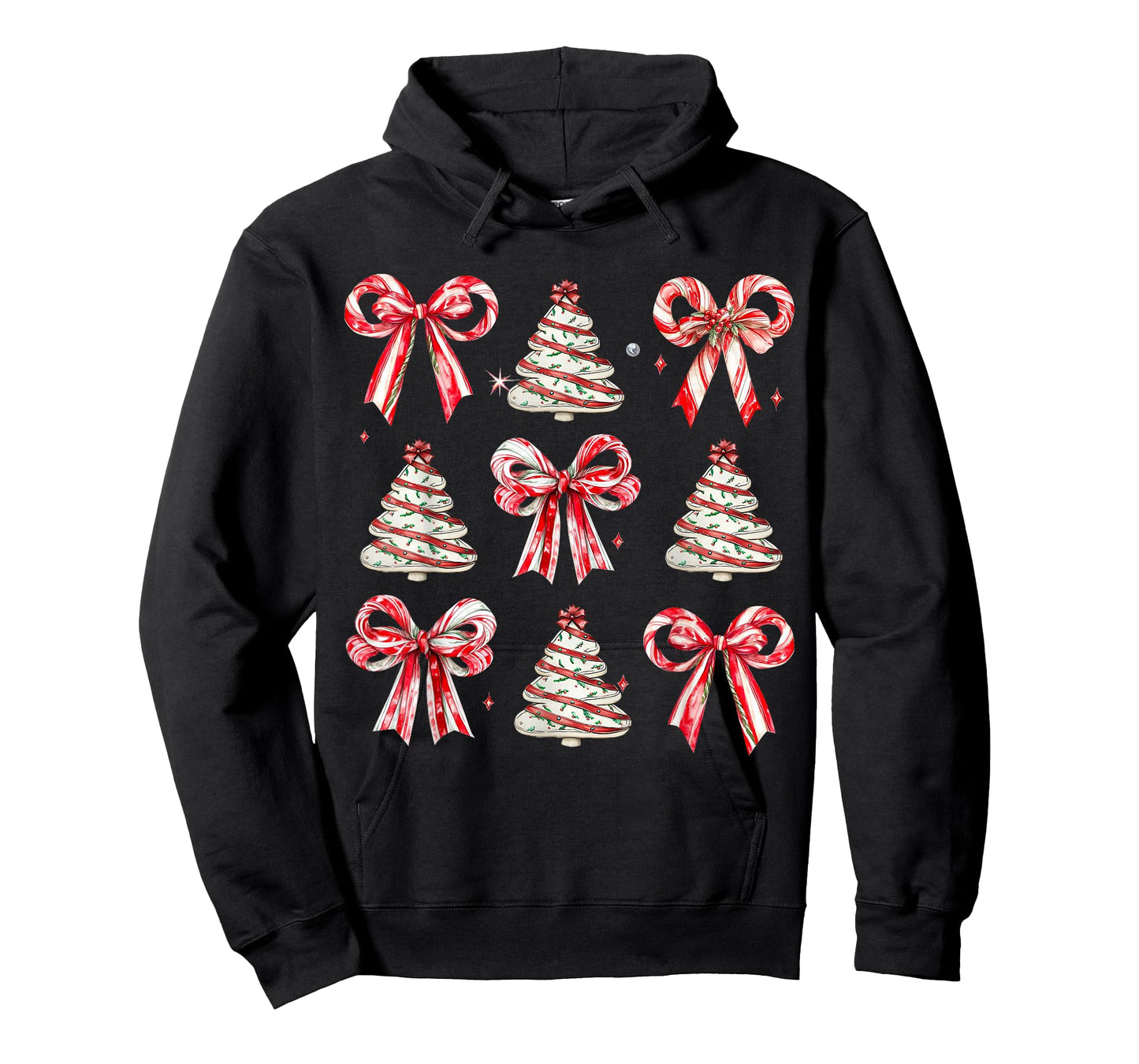 Coquette Bow Tree Cake Candy Cane Merry Christmas T-Shirt