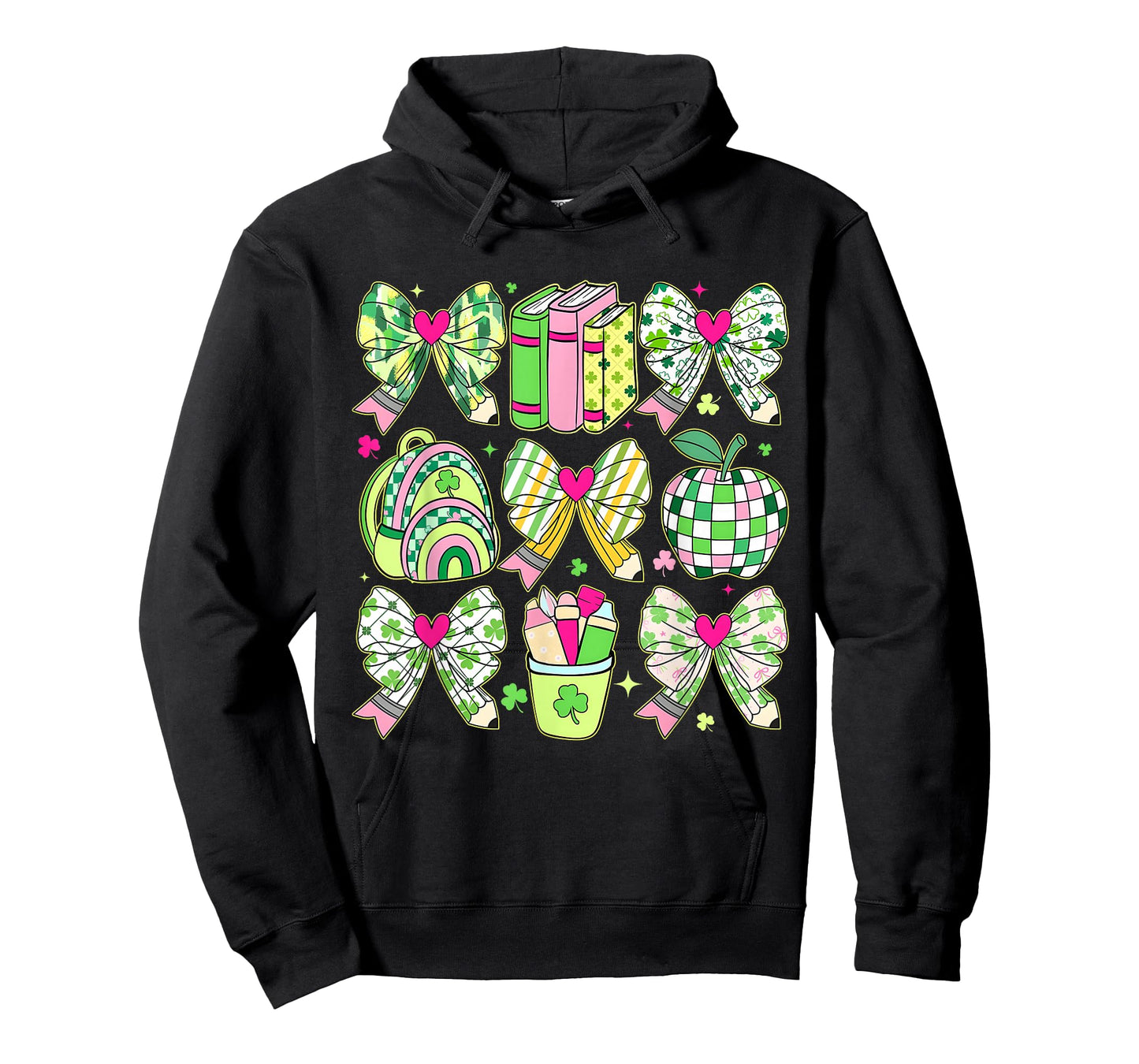 St Patricks Day Teacher Pencil Bow Shamrock Apple Girl Women T-Shirt