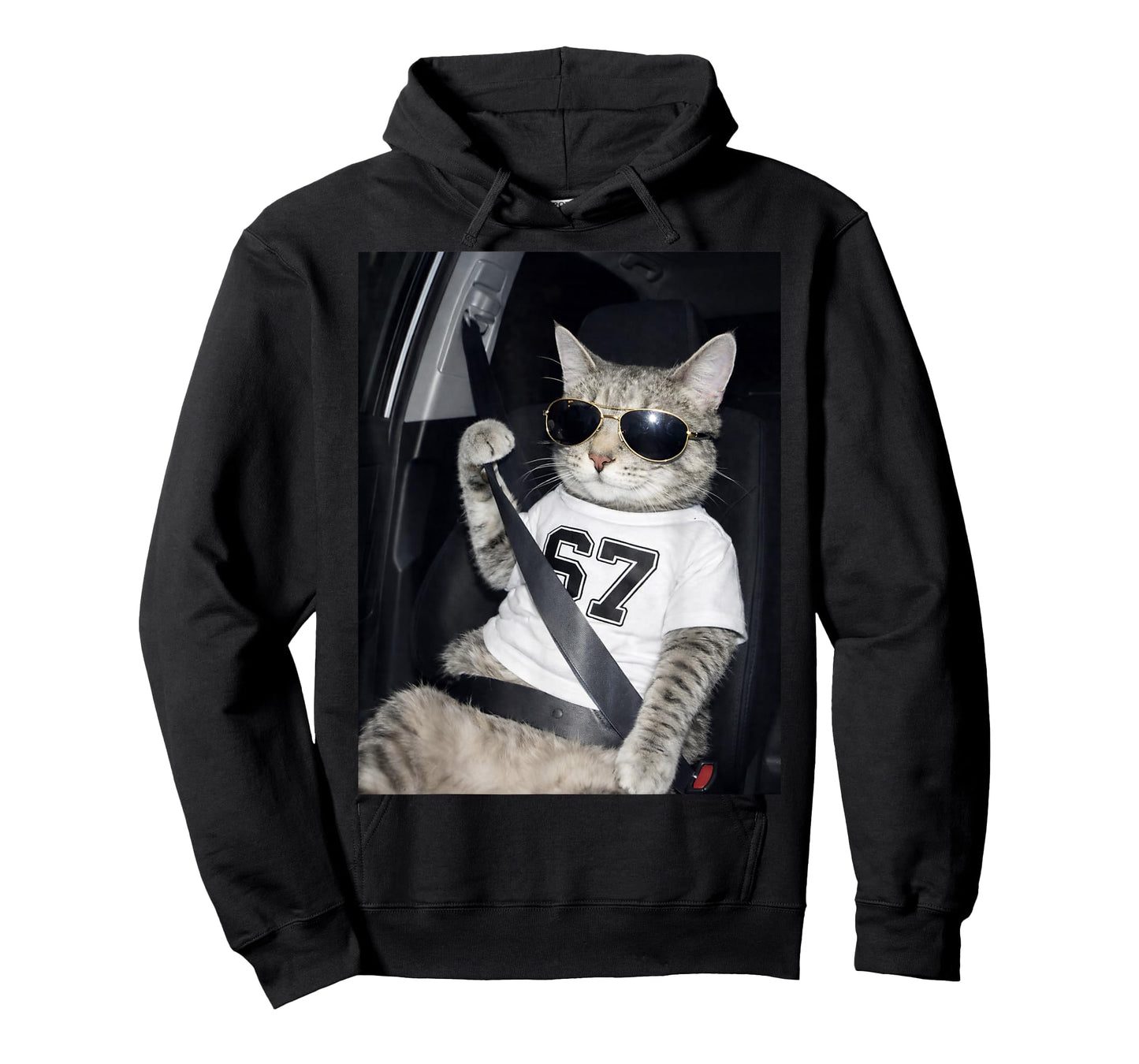 Funny 67 Cat Wearing Sunglasses Six Seven 6 7 Cool Cat Meme T-Shirt