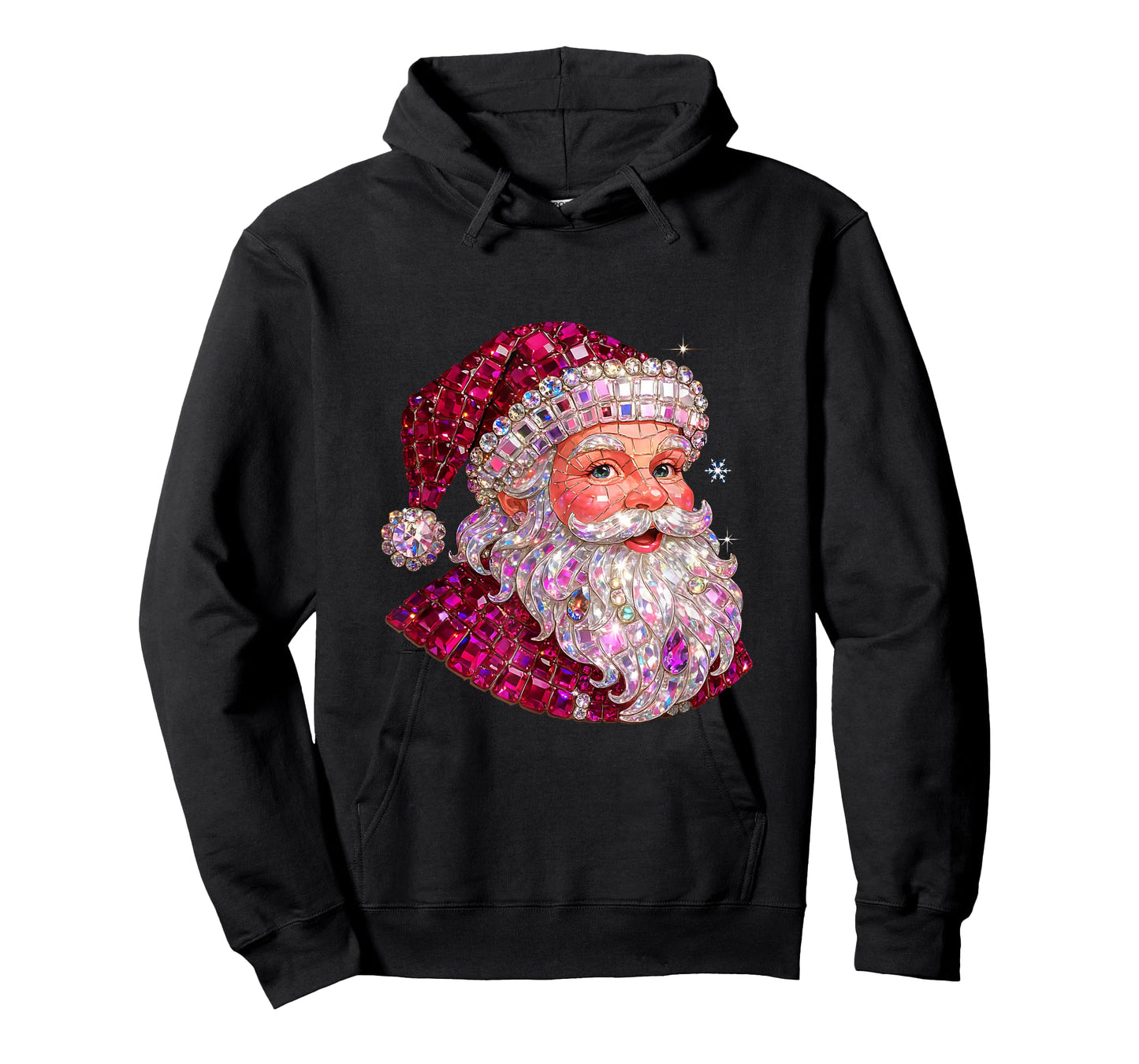 Pink Sparkle Santa Christmas Aesthetic Design T-Shirt