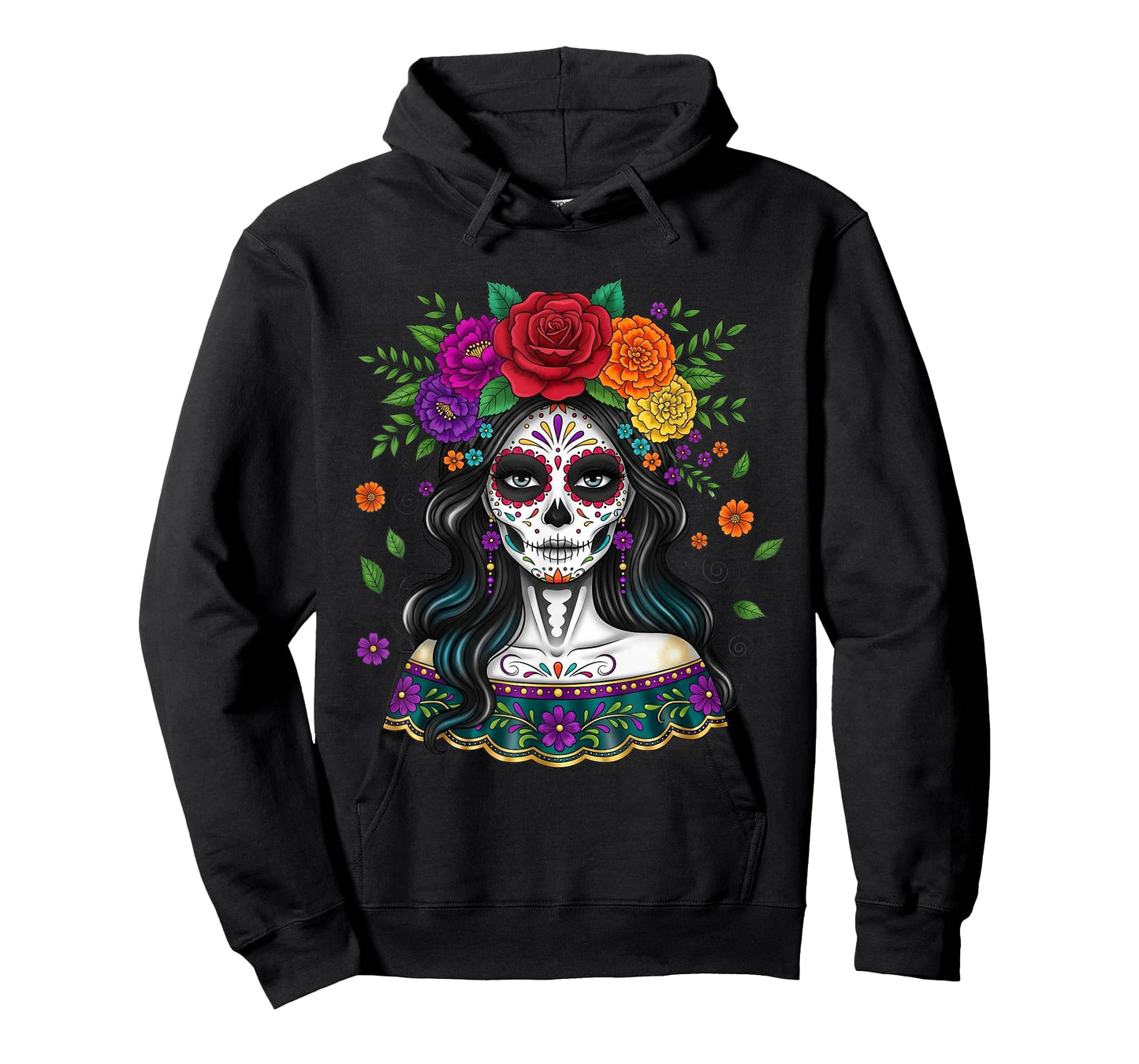 De Los Muertos La Catrina Day of The Dead Women Sugar Skull T-Shirt
