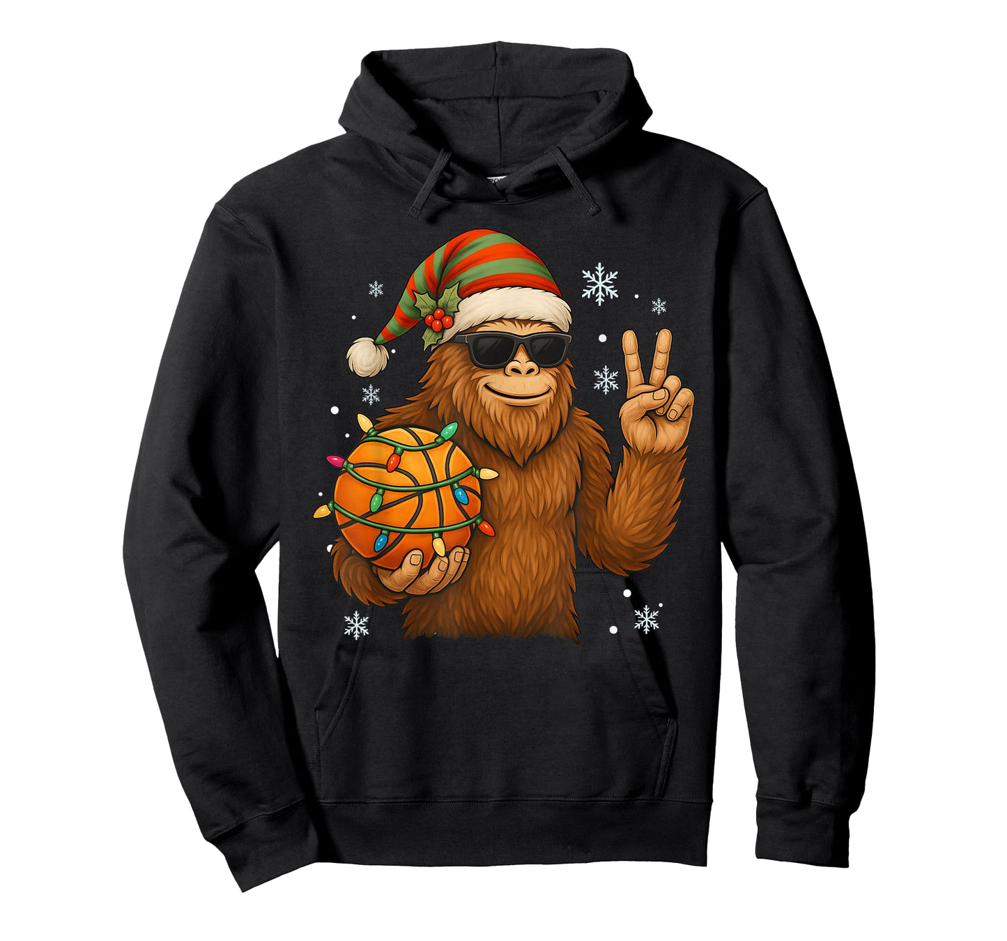 Bigfoot Santa Basketball Christmas T-Shirt