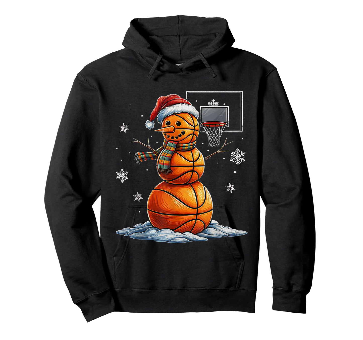 Basketball Snowman Christmas Santa Hat Funny Xmas Basketball T-Shirt