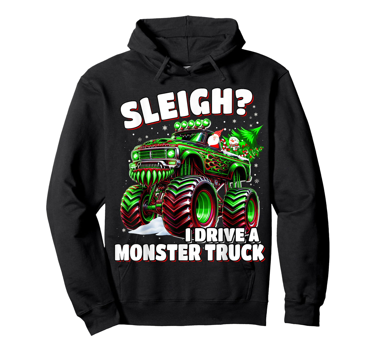 Sleigh? I Drive a Monster Truck Kids Christmas Boys T-Shirt
