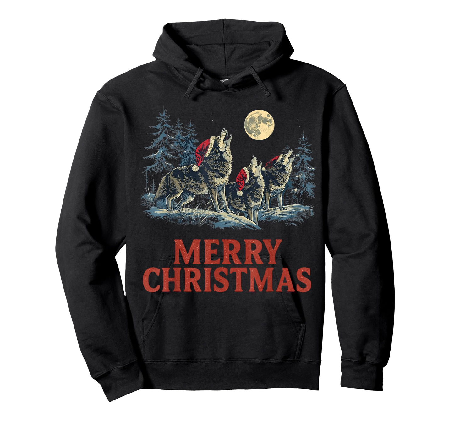 Howling Wolves Merry Christmas Holiday Design T-Shirt