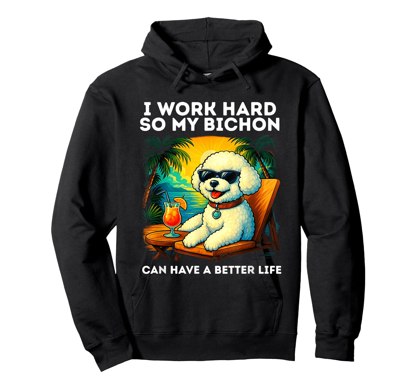 Funny Bichon Frise Dog Design I Work Hard Bichon Frise Lover T-Shirt