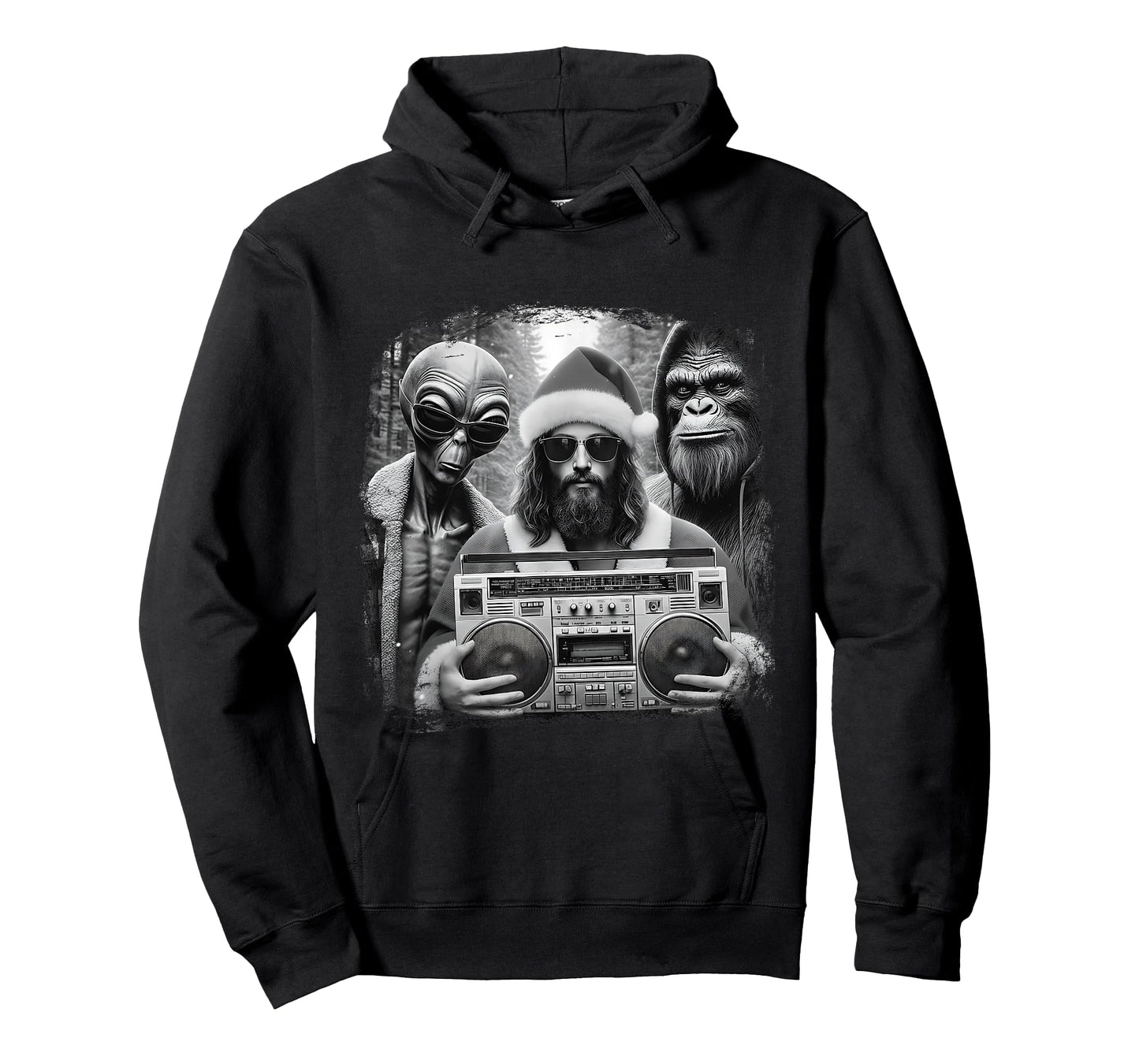Santa Jesus Selfie Christmas Meme Bigfoot Funny T-Shirt