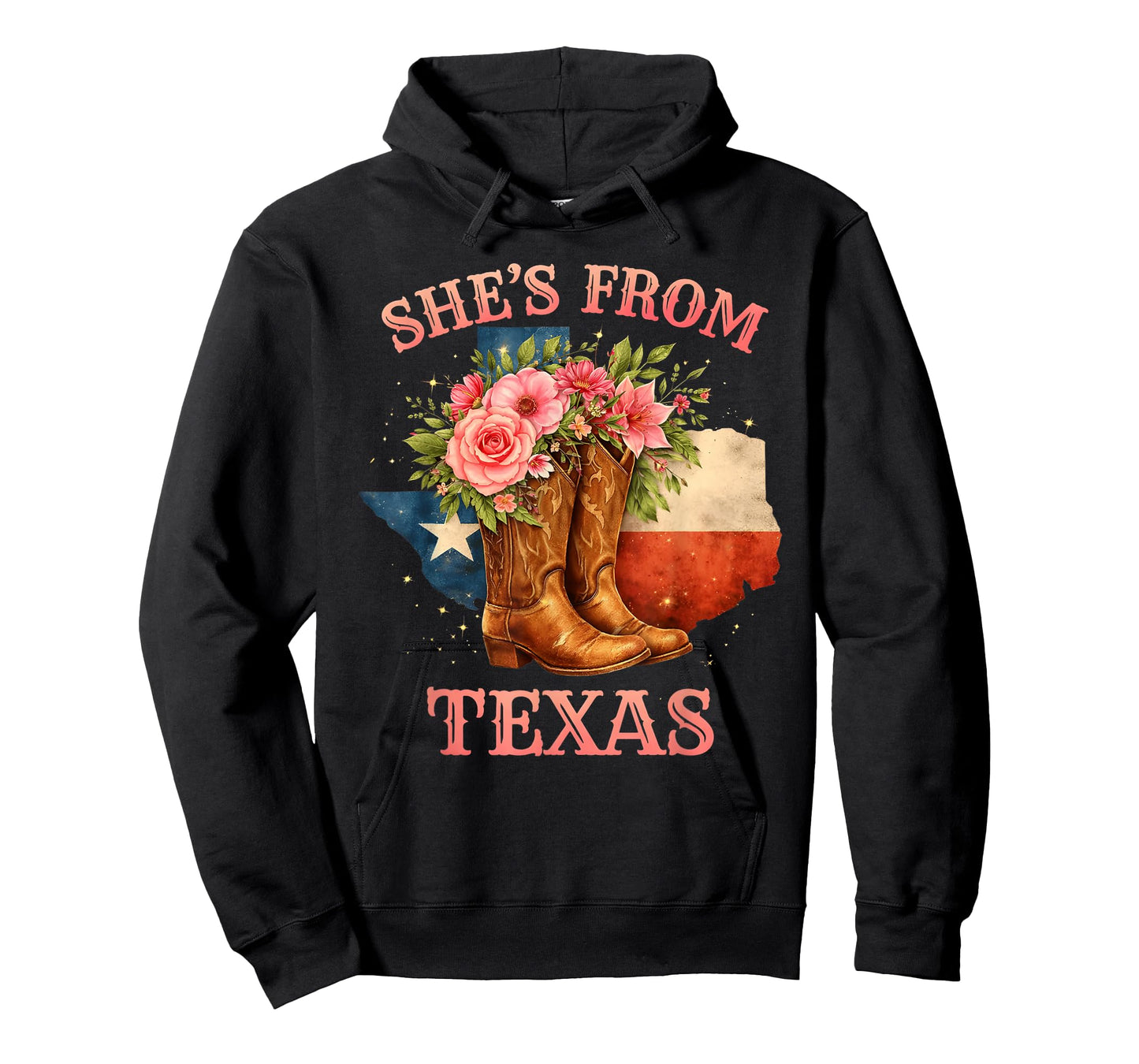 She's from Texas, Cowgirl Boots with Flowers T-Shirt
