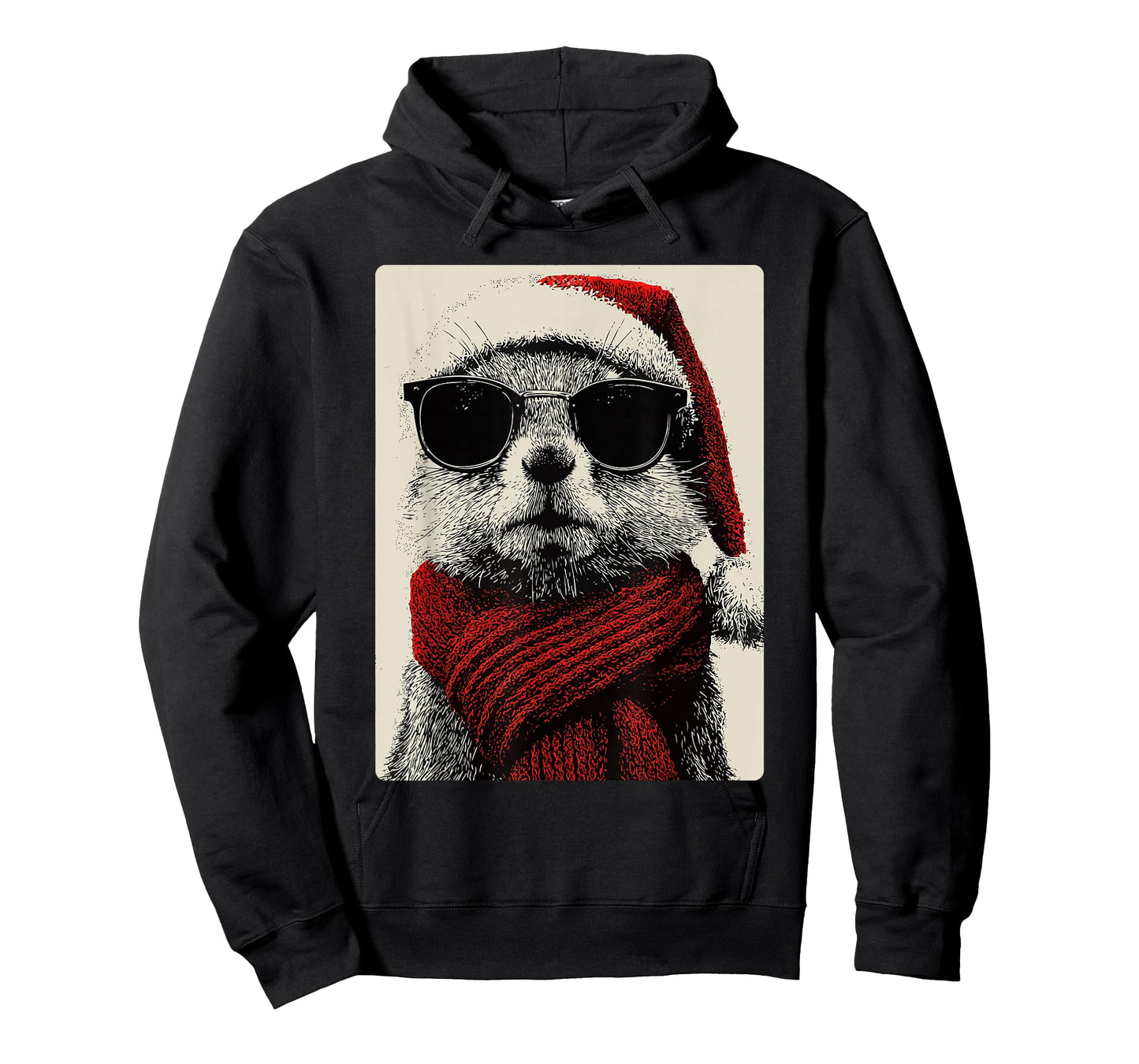 Christmas Squirrel with Sunglasses Santa Hat Funny Animal T-Shirt