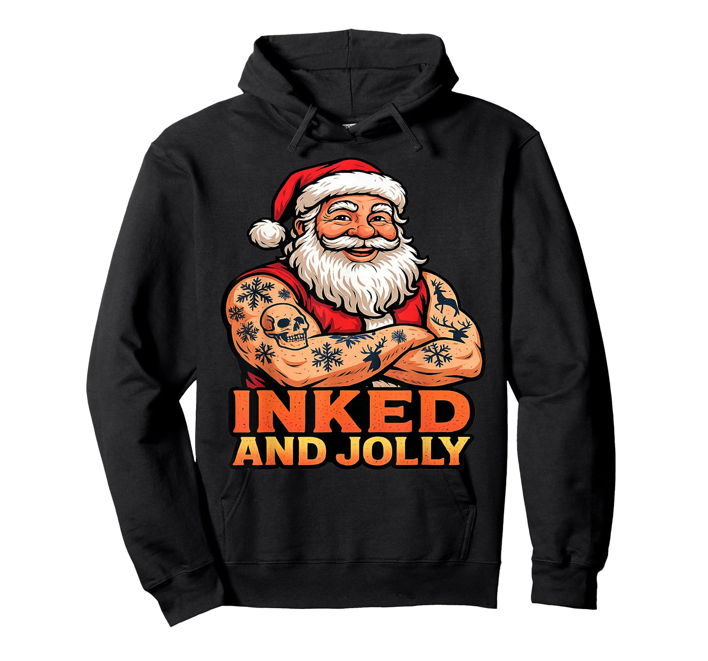 Inked and Jolly Funny Tattooed Santa Christmas Tattoo T-Shirt