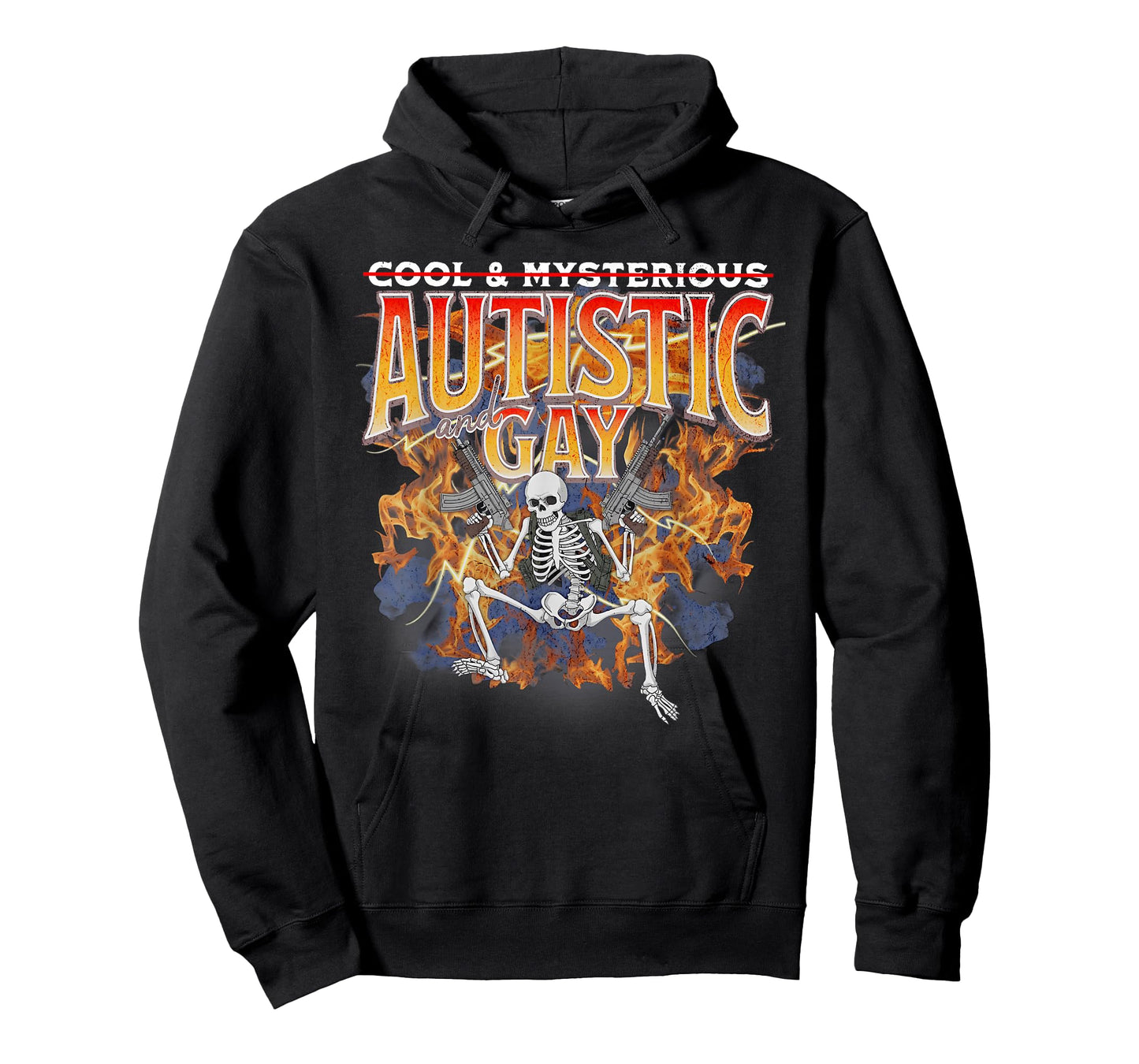 Autistic & Gay Funny Meme Skeleton Fire Autism Awareness T-Shirt