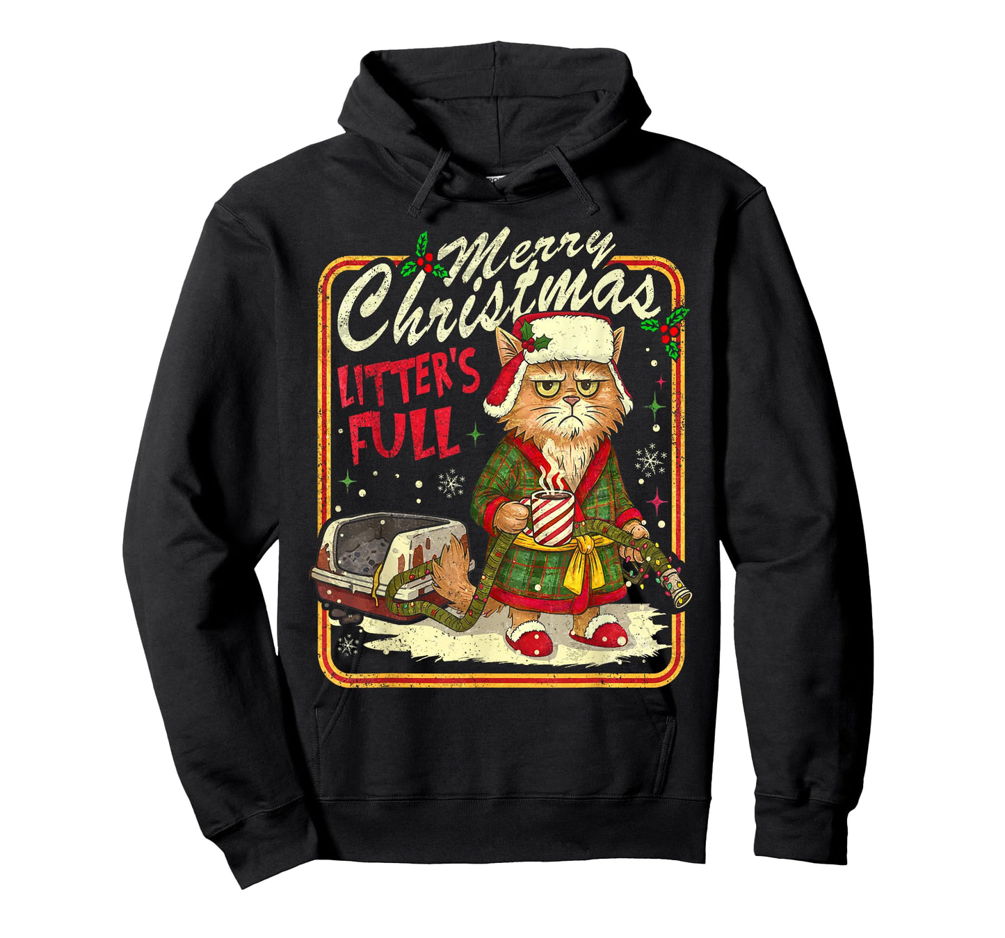 Merry Christmas Litter’s Full Funny Cat Holiday Tee T-Shirt