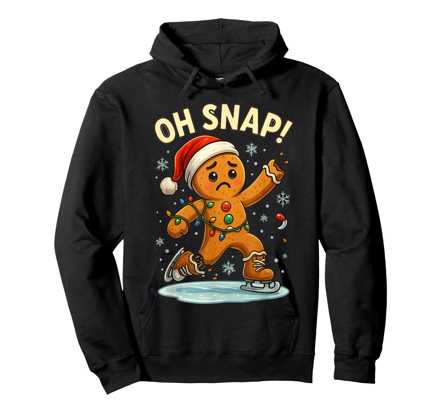 Oh Snap Funny Gingerbread Ice Skating Christmas Lights T-Shirt