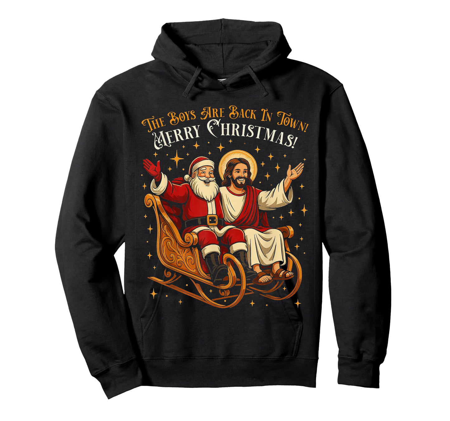 Jesus and Santa The Boys are Back in Town Funny Christmas T-Shirt