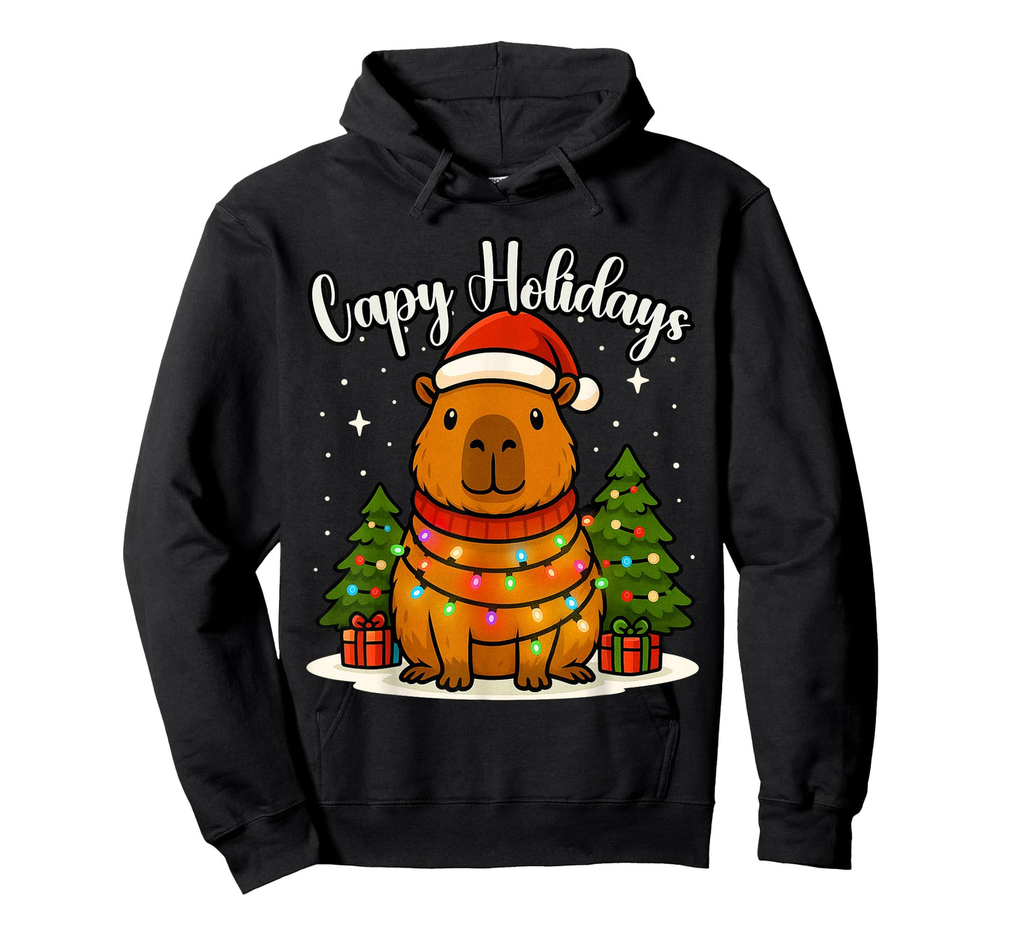 Capy Holidays Capybara Santa Hat Xmas Lights Men Women Kids T-Shirt