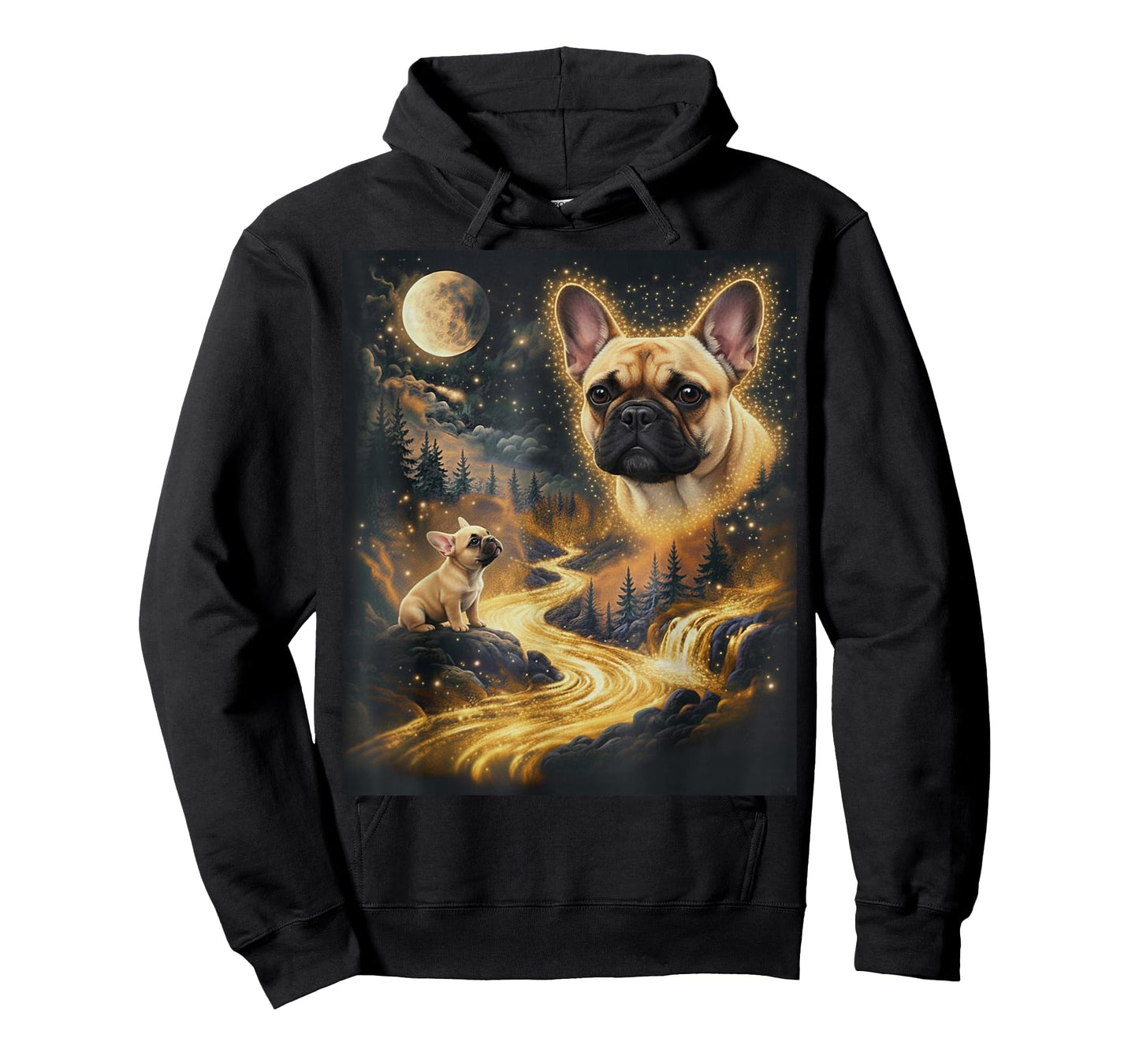 French Bulldog Howling to The Moon Retro Animal Vintage 90s T-Shirt