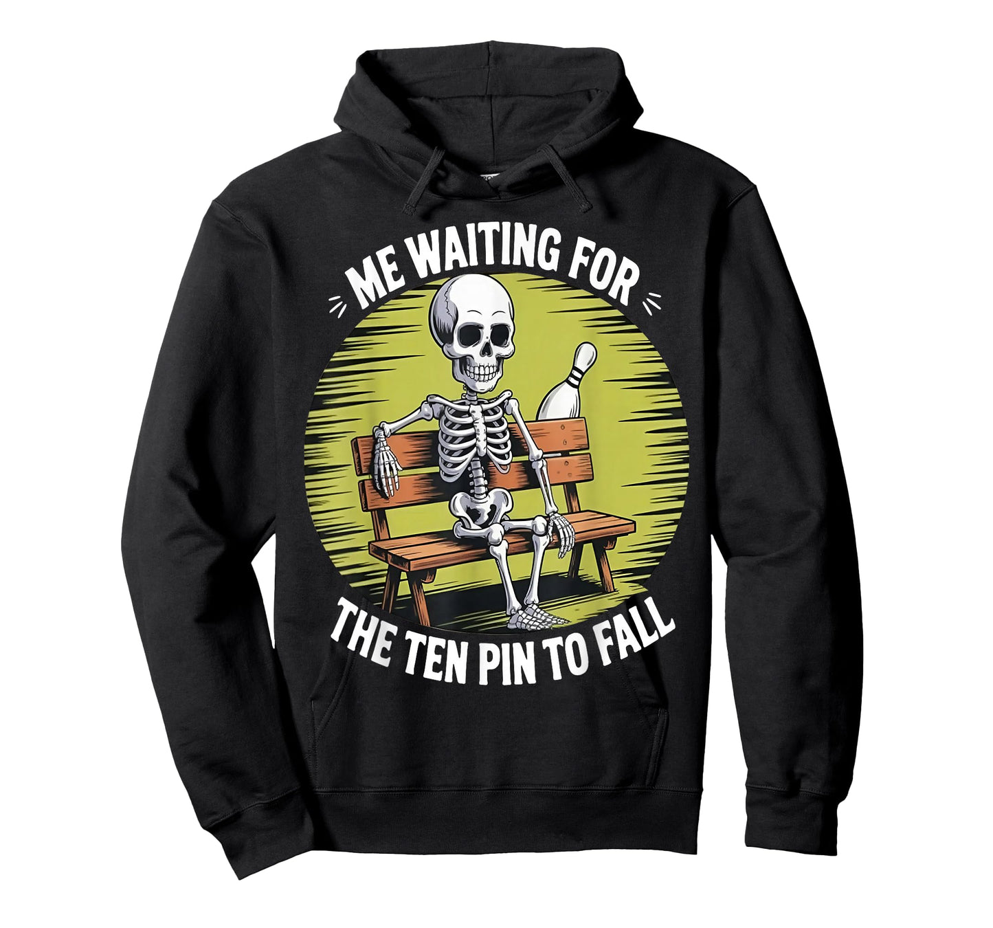 Me Waiting for The Ten Pin to Fall - Skeleton Bowling T-Shirt