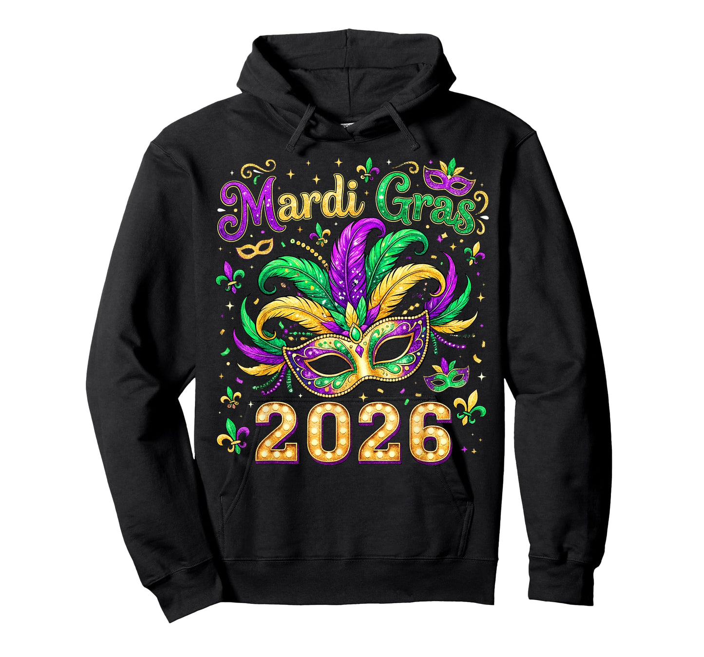 Mardi Gras Mask Parade 2026 New Orleans Men Women Kids T-Shirt