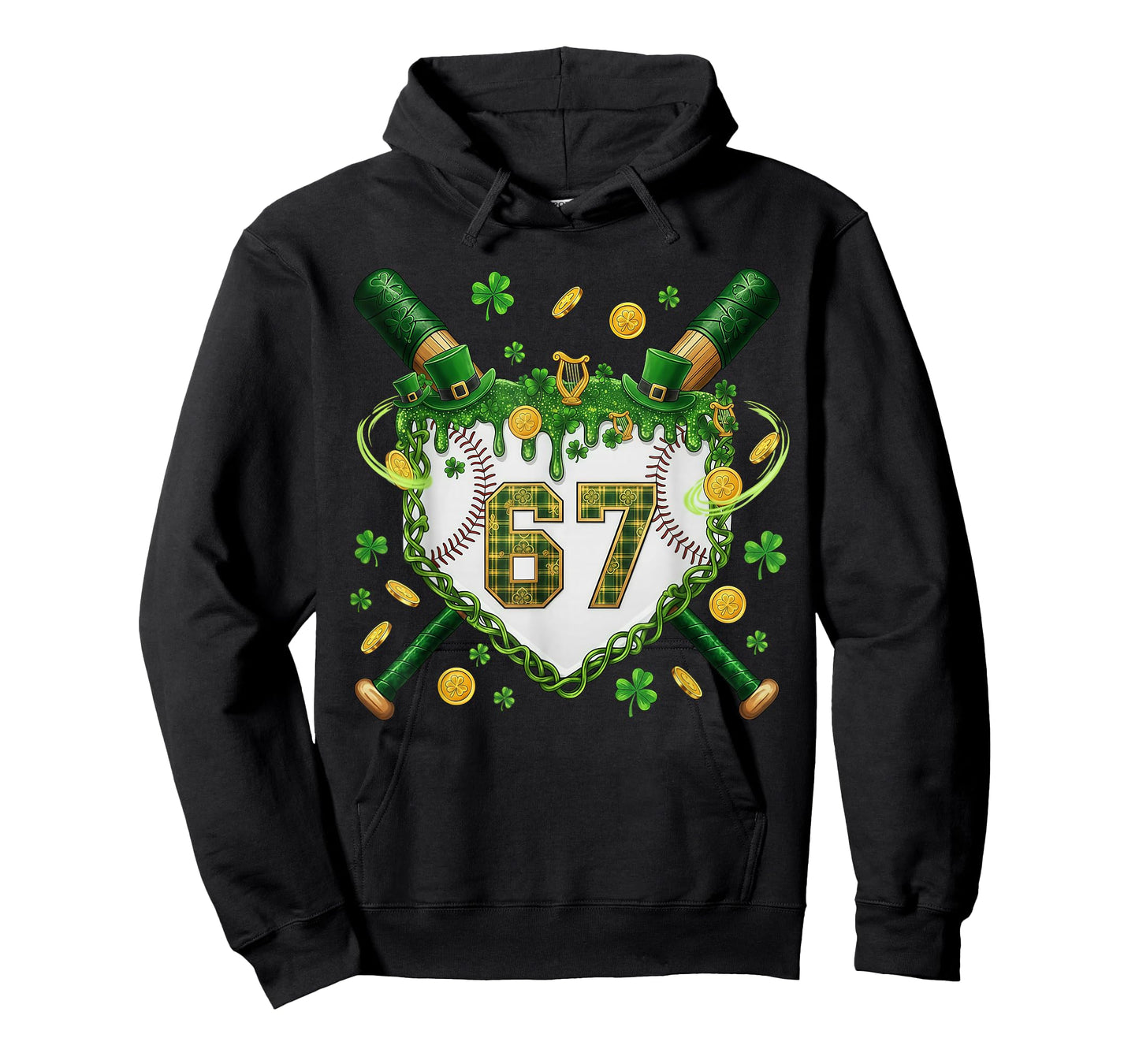 St Patrick Day Baseball Drip Ice Cream Baseball Boy Kids T-Shirt