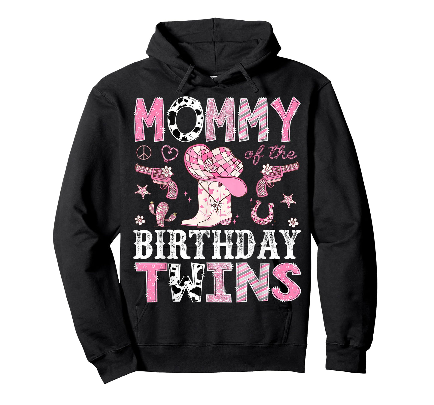 Mommy of The Birthday Twins Pink Rodeo Cowgirl Western T-Shirt