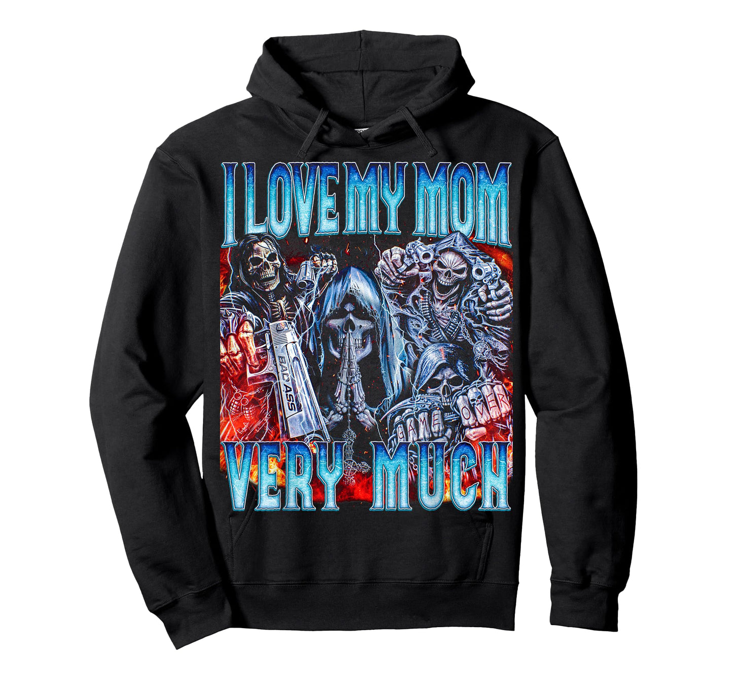 I Love My MOM - Edgy Skeleton Bootleg Hard Skeleton Meme T-Shirt