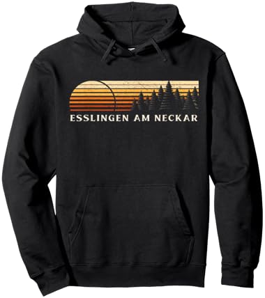 Esslingen am Neckar, Germany Evergreen Vintage Sunset Hoodie - Hoodie | Black