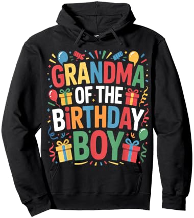 Grandma of the Birthday Boy Family Matching Grandmother Day Hoodie - Hoodie | Black