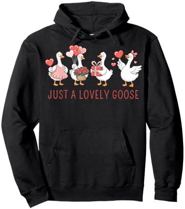 Just A Lovely Goose Cute Goose Valentine's Day Hoodie - Hoodie | Black