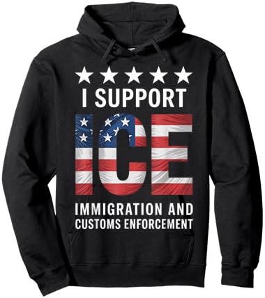 I Support ICE Stand with ICE US America Flag Patriotic Hoodie - Hoodie | Black