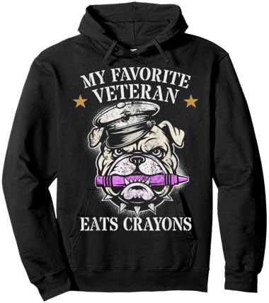 Cute My Favorite Veteran EATS Crayons Squad Military Corps Hoodie - Hoodie | Black