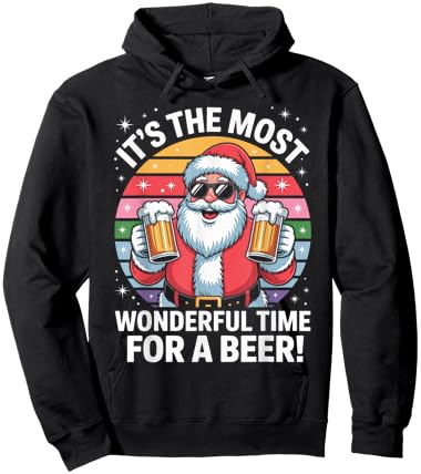 Funny Time for a Beer Santa Christmas Hoodie - Hoodie | Black
