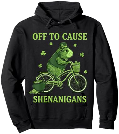 Off to Cause Shenanigans Guinea Pig St Patricks Day Hoodie - Hoodie | Black