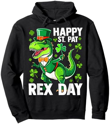 Patrick's Happy ST PAT-REX Day T-Rex Dinosaur Funny Hoodie - Hoodie | Black